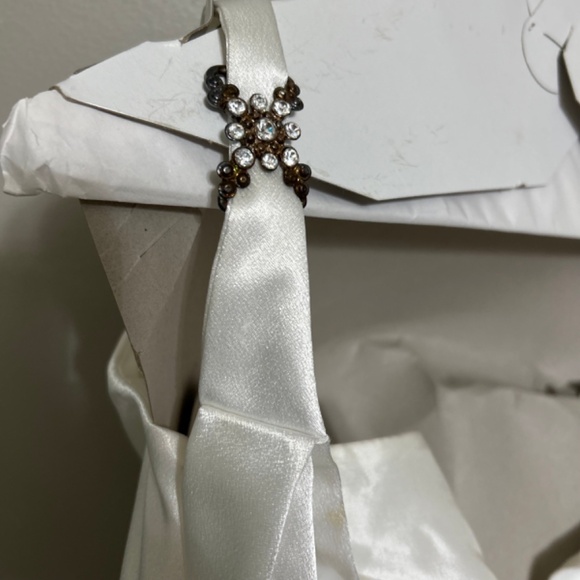 Aspeed Ball Gown XL Elegant White Satin Cowl Neck Maxi Dress Formal Evening Flaw - Picture 14 of 15